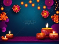 Colorful Clay Diya Lamps With Flowers On Purple Background 사진 무료 다운로드 - Lovepik Colorful Clay Diya Lamps With Flowers... 