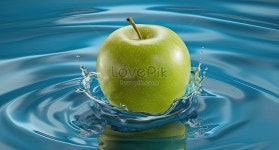 Apples Red Hue Contrasts With The Blue And Green Tones Of The Water Ai Generative 사진 무료 다운로드 - Lovepik Apples Red... 
