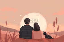 달빛 아래 정원의 낭만적인 연인들 일러스트 무료 다운로드 - Lovepik 달빛 아래 정원의 낭만적인 연인들