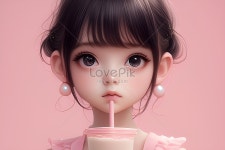 밀크티 소녀 일러스트 무료 다운로드 - Lovepik 밀크티 소녀