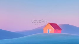 언덕 위의 빨간 오두막 일러스트 무료 다운로드 - Lovepik 언덕 위의 빨간 오두막