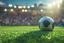  그린 필드에 고정된 축구