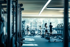  체육관에서 운동하는 많은 사람들