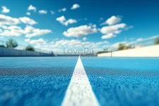  블루 그라운드에 테니스 코트