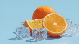  상쾌한 여름 오렌지와 아이스 큐브