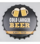 더리얼스 엠데코:대한민국 대표 플라워 종합쇼핑몰 [더리얼스 엠데코] 레트로 틴 병뚜껑 액자 블랙 콜드 라거 비어 40cm 카페 셀프 인테리어 소품... 