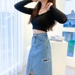 밀푸 데님 롱 스커트