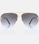 Panthere De Cartier Aviator Sunglasses in Gold - Cartier Eyewear Collection | Mytheresa