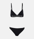 Embellished logo bikini in black - Balmain | Mytheresa