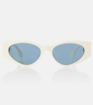 O Lock Cat Eye Sunglasses in White - Fendi | Mytheresa