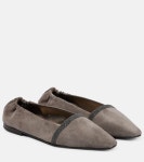 Suede Ballet Flats in Grey - Brunello Cucinelli | Mytheresa