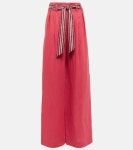 Thorne High Rise Wide Leg Linen Pants in Pink - Loro Piana | Mytheresa