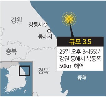 동해 북동쪽 해역서 규모 3.5 지진 발생… 3일새 17차례 관측 | 세계일보 동해 북동쪽 해역서 규모 3.5 지진 발생… 3일새 17차례 관측