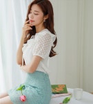 스타일온미 [루이스엔젤] 사르르 소프트한 도트레이스 프릴쉬폰블라우스