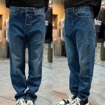 골디 - 압구정 더팩토리 당일 아미 가죽 패치 테이퍼드 핏 데님 팬츠 HTR103 (HTR103 601 480) 압구정 더팩토리 당일 아미 가죽 패치... 