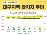 6월 02일 0시기준 대구지역 확진자 및 완치자추이 - 코로나19 카테고리