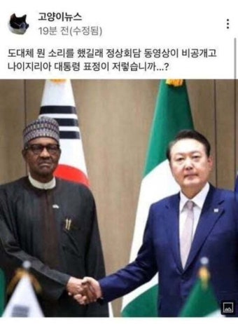 ㅂㅇㄱ 굥 나이지리아 대통령만난짤이라는데 이거같다 - 국내야구 카테고리