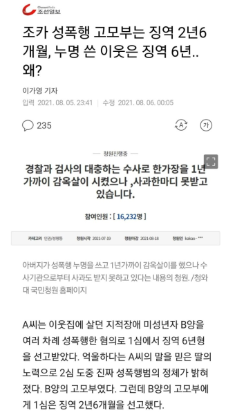 조카 성폭행 고모부는 징역 2년6개월, 누명 쓴 이웃은 징역 6년..왜? - 스퀘어 카테고리
