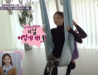 Trying to get a life shot but suffering and screaming?... Lim Bo-ra and Lee Su-mins Flying Yoga experience