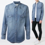 WIZWID:위즈위드 - [Saint Laurent Paris:생로랑파리]16s/S 웨스턴 디스 데님 셔츠 417374 Y890l 4164 WIZWID
