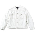 WIZWID:위즈위드 - [BESLOW:비슬로우]17ss Collarless Trucker Jacket White WIZWID