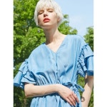 비디더블유 | WIZWID:위즈위드 - [2ndSWBD:세컨드에스더블유비디][20%쿠폰][2ndswbd] Frill Shoulder Wrap Dress_Blue WIZWID