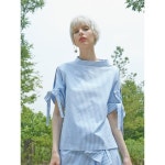 비디더블유 | WIZWID:위즈위드 - [2ndSWBD:세컨드에스더블유비디][20%쿠폰][2ndswbd] Ribbon Tie Top_ Blue WIZWID