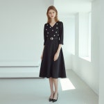 WIZWID:위즈위드 - [S BLANC:에스블랑][10%쿠폰][한예리,전혜빈착용]TETIS DRESS / SATIN JEWEL DETAIL DRESS(black) WIZWID