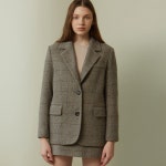 WIZWID:위즈위드 - [LOOKAST:룩캐스트][시즌오프][1/31순차배송][심소영 착용]BROWN CLASSIC CHECK SINGLEFIT WOOL JACKET WIZWID