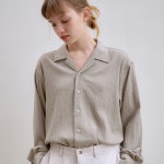 WIZWID:위즈위드 - [TRIP LE SENS:트립르센스][유니섹스]에어 오픈 카라 오버 셔츠_BEIGE WIZWID