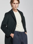WIZWID:위즈위드 - [Solew:소루]Notched Collar Half Coat_Dark Green WIZWID