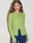 WIZWID:위즈위드 - [SALONDEYOHN:살롱드욘]Button Point Cardigan_ Green WIZWID