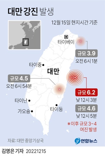 [그래픽] 대만 강진 발생 | 연합뉴스