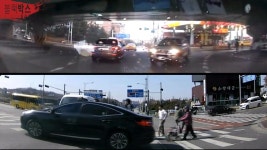 [현장영상] 보행자와 나란히 횡단보도를…가로본능 차량 포착 | 연합뉴스