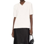 메종마르지엘라 니트 코튼 블랜디드 브이넥 반팔 오프화이트 23SS S51HN0002 S18197 1 | 메종 마르지엘라 : 니트/스웨터 - 차별화된 감정... 