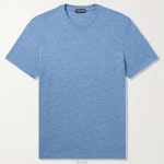 25 FW 톰포드 스탠다드 카인드 소프트 블루 멜란지 코튼 블렌드 저지 티셔츠 | TOM FORD : MF7511341067 - 필웨이 | 믿을 수 있는 중고 명품