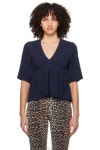 가니 블루 블랙 브이넥 블라우스 F8596 TP867504270 | GANNI : 블라우스/셔츠 : NN7765527254 - 필웨이 | 믿을 수 있는 중고 명품