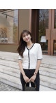 클릭앤퍼니 - 매닛배색 버튼쿨링니트