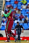 Chris Gayle drags one onto his stumps off Jacob Oram | ESPNcricinfo.com