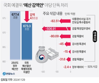 野, '예산 감액안' 예결위서 강행 처리…與 반발 퇴장(종합) | 연합뉴스