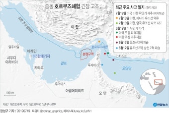 [그래픽] 중동 호르무즈해협 긴장 고조 | 연합뉴스