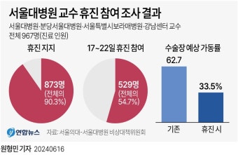 [그래픽] 서울대병원 교수 휴진 참여 조사 결과 | 연합뉴스