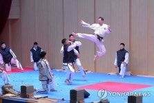 [올림픽] 공연하는 북한 태권도 시범단 | 연합뉴스