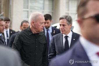 대화하는 美 국무장관과 이스라엘 국방장관 | 연합뉴스