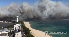 강릉 순간풍속 30ｍ 태풍급 강풍 속 산불 확산 | 연합뉴스
