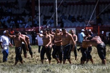 ′오일 바르고 한판 승부′…튀르키예 전통 기름 레슬링 | 연합뉴스