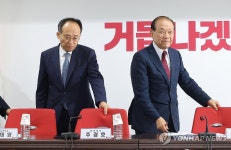 비대위 회의 참석하는 황우여 비대위원장과 추경호 원내대표 | 연합뉴스