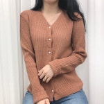 에이블리 도톰 니트 골지 진주 가디건