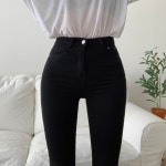 블러핏 [ 모찌처럼 완전 쫀-득! ] 스판 하이웨스트 블랙진