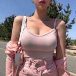 멜팅블루 ♥주문폭주♥밀키 베이직 크롭 나시(아이/베이지/핑크/그레이/블랙)